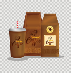 branding mockup coffee shop, corporate identity mockup, bags paper and disposable of special coffee vector illustration design