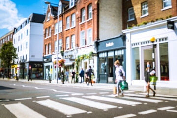 Typical British high street shopping scene- defocused 