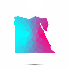 Egypt map triangle low poly geometric polygonal abstract style. Cyan pink gradient abstract tessellation modern design background low poly. Vector illustration