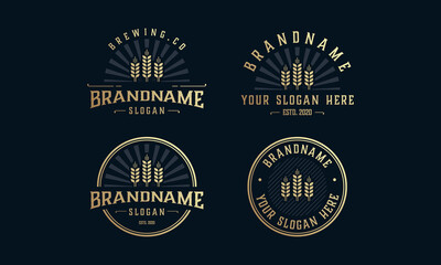 set vintage brewery logo, brewery label emblem. Design vector 