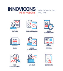 Psychology concept - line design style icons set