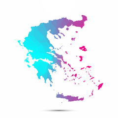 Greece map triangle low poly geometric polygonal abstract style. Cyan pink gradient abstract tessellation modern design background low poly. Vector illustration