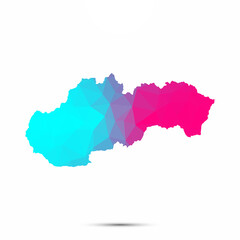 Slovakia map triangle low poly geometric polygonal abstract style. Cyan pink gradient abstract tessellation modern design background low poly. Vector illustration