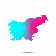 Slovenia map triangle low poly geometric polygonal abstract style. Cyan pink gradient abstract tessellation modern design background low poly. Vector illustration