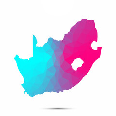 South Africa map triangle low poly geometric polygonal abstract style. Cyan pink gradient abstract tessellation modern design background low poly. Vector illustration