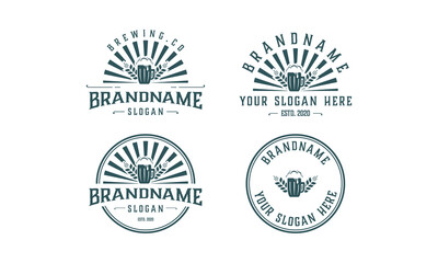 Obraz premium set vintage brewery logo, brewery label emblem. Design vector 