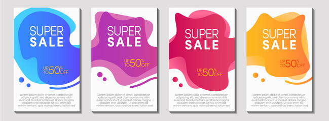 Dynamic modern fluid mobile for sale banner, sale banner template design, super sale special offer SET ,Vector Ilustration