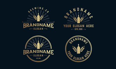 set vintage brewery logo, brewery label emblem. Design vector 