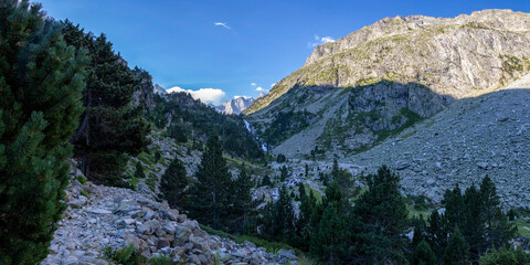 Panorama scene of stunning mountain landscape near the town of Cauterets, National park Pyrenees, France