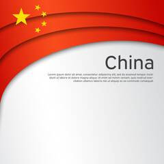 Abstract waving china flag. Paper cut style. Creative background for patriotic holiday card design. National Poster. Cover, banner in the national colors of China. Vector illustration