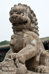 stone lion works in the Chinese traditional garden