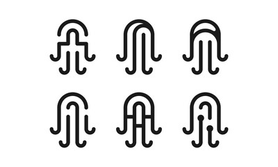 Simple jellyfish collection logo design vector