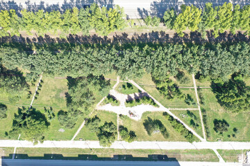 Square top view, Kirovsky district, city of Novosibirsk