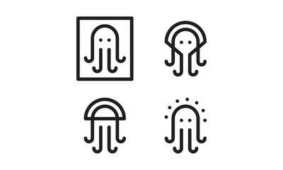 Fototapeta na wymiar Simple jellyfish collection logo design vector