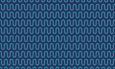 Fototapeta na wymiar Blue seamless undulating geometric curved line pattern on navy blue background vector