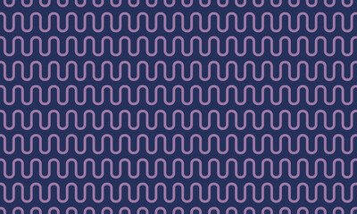 Purple seamless undulating geometric curved line pattern on blue background vector