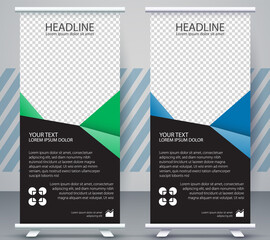 Vertical Banner business roll up standee Modern Mockup Template. Design Graphic EPS10