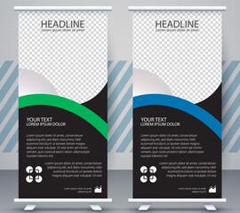 Vertical Banner business roll up standee Modern Mockup Template. Design Graphic EPS10
