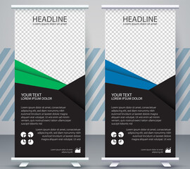 Vertical Banner business roll up standee Modern Mockup Template. Design Graphic EPS10