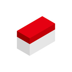 アイソメトリック図法で描かれたシンプルなお寿司のアイコンイラスト（まぐろ）