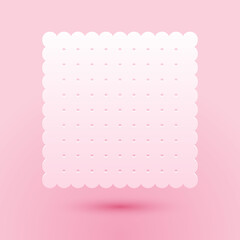 Paper cut Cookie icon isolated on pink background. Pastry sing. Biscuit symbol. Paper art style. Vector.