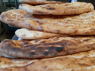 fresh and hot bread from the oven