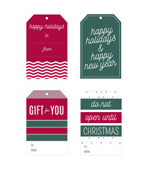Set of Hang Tags, Happy Holidays Gift Box Tag, Hang Tag, Gift Box Tag Vector