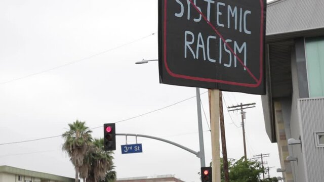 Black Lives Matter Protest Sign in LA, Police Reform Now, Systemic Racism, Close Up