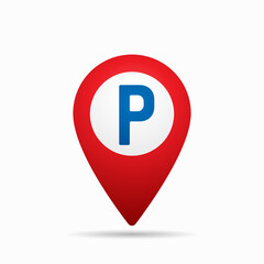 Map pointer with car parking icon. Vector illustration