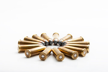 Several bullets of the 38 caliber special for a handgun or revolver