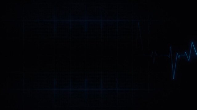 Medical ECG Heart Pulsation Wave Signal/ 4k animation of a health technology background with glowing sine wave of heart pulsation signal loop