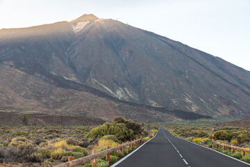 Scenic view of the Teide Volcano at the end of the road in Tenerife, Canary Islands