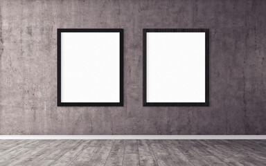 White poster with frame on wall. Mockup for you design preview. Layout concept.