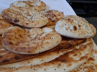 fresh and hot bread from the oven