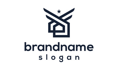Modern wing safety logo design vector