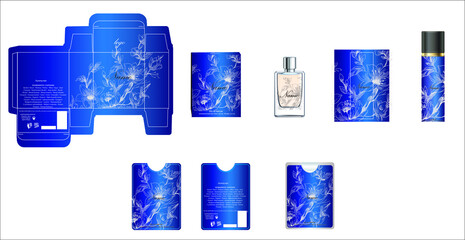 Packaging design, perfume luxury box design template and mock up box. Illustration vector.