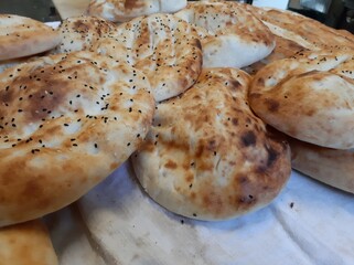 fresh and hot bread from the oven