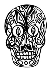 Skull with geometric patterns and lights in the eye sockets.  - 375426345