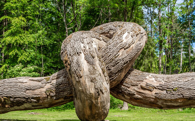 Arte Sella wood works in the nature in Trentino Alto Adige, Borgo Valsugana, The Sella Valley, Borgo Valsugana northern Italy, Europe. Arte Sella: the contemporay mountain