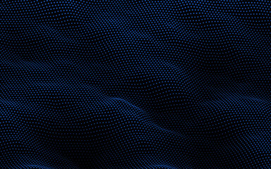 Particle wave background. Abstract dynamic mesh. Big data technology. Vector grid illustration.