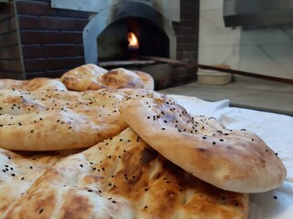 fresh and hot bread from the oven