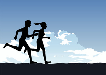 couple exercise by running for healthy