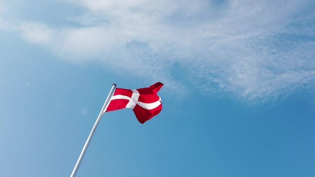 Danish flag waving in the wind
