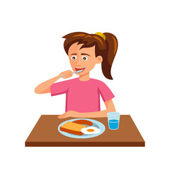flat design of cartoon character of woman is eating
