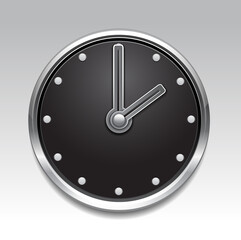 illustration of Realistic black clock in chrome frame
