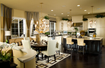 luxury modern home interior Living dinning kitchen room of house