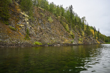 Fototapeta na wymiar Rocks on the Lemva River.