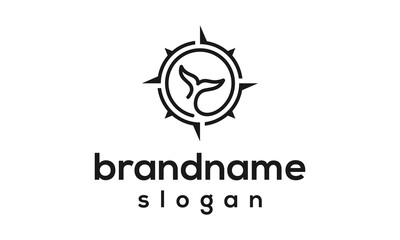 Whale navigation logo design vector