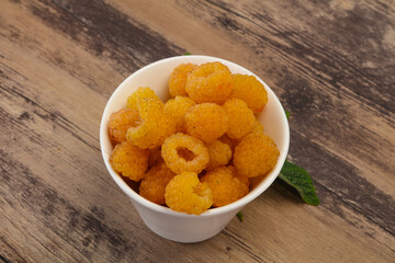 Sweet ripe tasty yellow raspberry