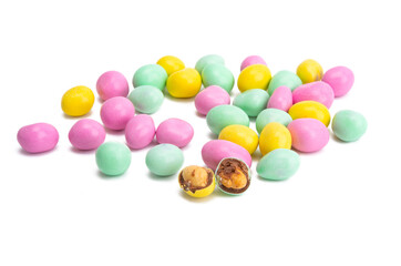 nuts in colored glaze isolated